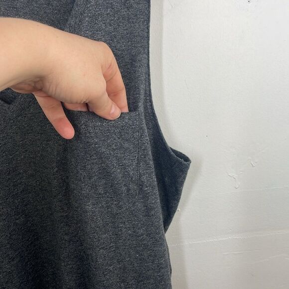 Madewell Heather Gray Knit Dress Shirt Strapless size Large 100% Cotton - Picture 10 of 13